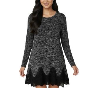 Seven7  Charcoal and Black Lace Hem Dress Sz S